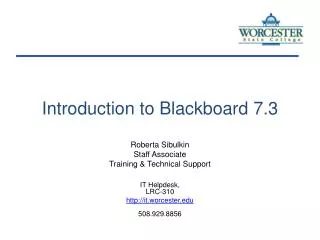 Introduction to Blackboard 7.3