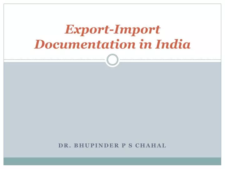 export import documentation in india