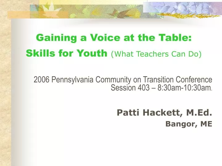 gaining a voice at the table skills for youth what teachers can do