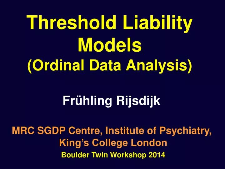 threshold liability models ordinal data analysis