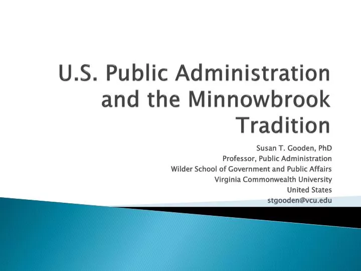 u s public administration and the minnowbrook tradition