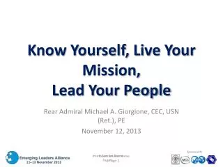 Know Yourself, Live Your Mission, Lead Your People