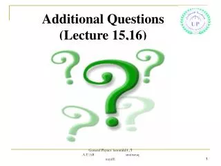 Additional Questions (Lecture 15,16)