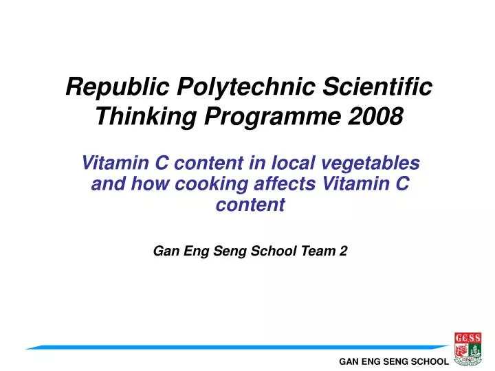 republic polytechnic scientific thinking programme 2008