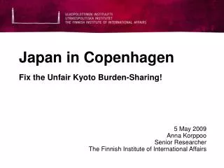 Japan in Copenhagen Fix the Unfair Kyoto Burden-Sharing!