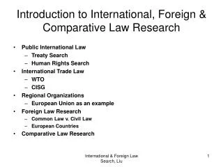 Introduction to International, Foreign &amp; Comparative Law Research