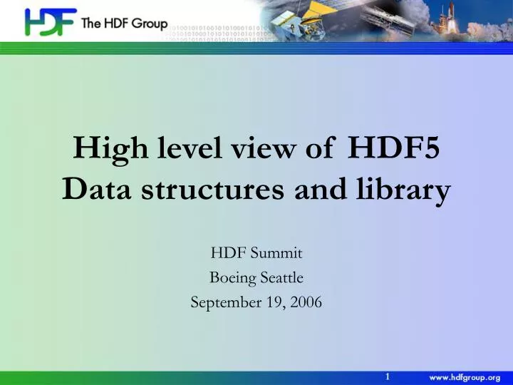 high level view of hdf5 data structures and library