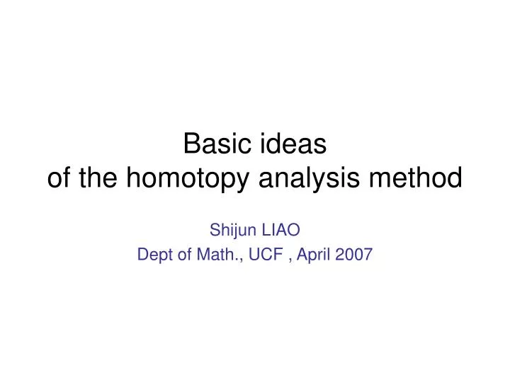 basic ideas of the homotopy analysis method