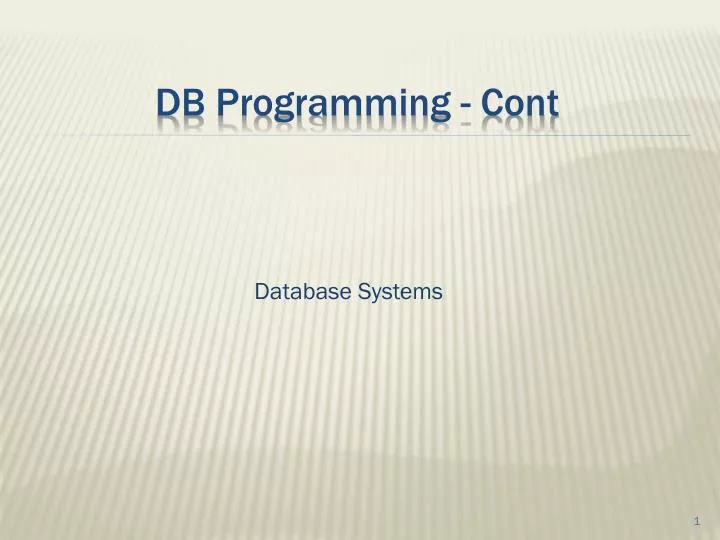 db programming cont