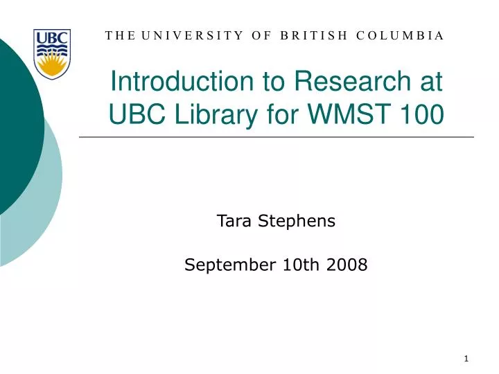 introduction to research at ubc library for wmst 100