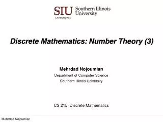 Discrete Mathematics: Number Theory (3)