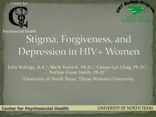 Stigma, Forgiveness, and Depression in HIV+ Women