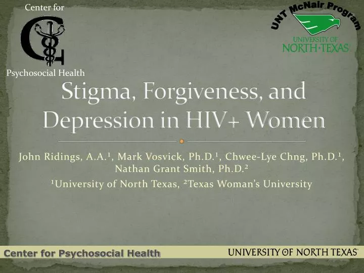 stigma forgiveness and depression in hiv women