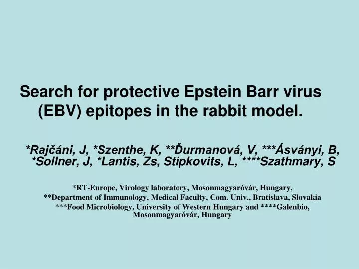 search for protective epstein barr virus ebv epitopes in the rabbit model