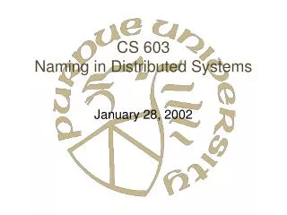 CS 603 Naming in Distributed Systems