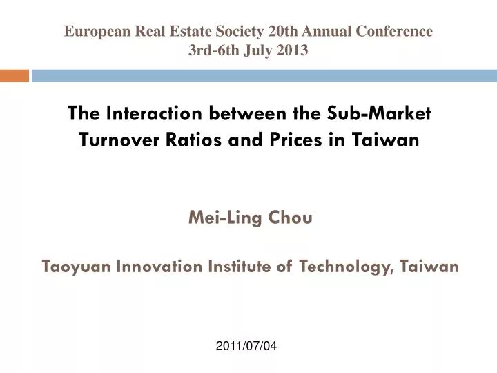 the interaction between the sub market turnover ratios and prices in taiwan