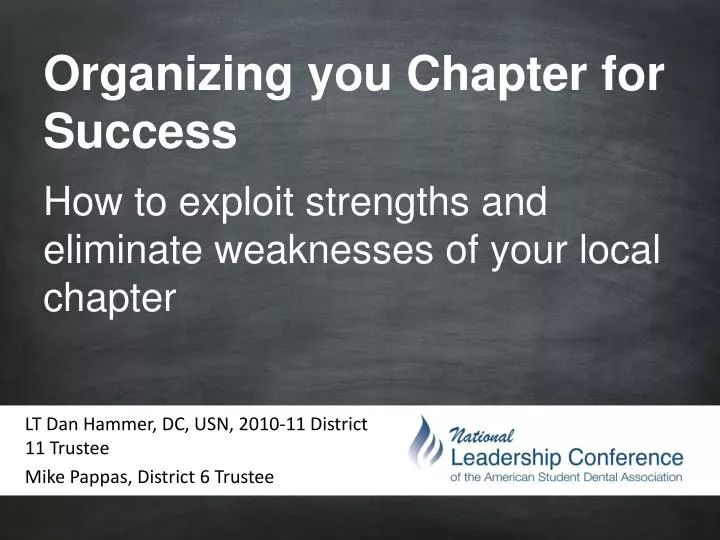 organizing you chapter for success