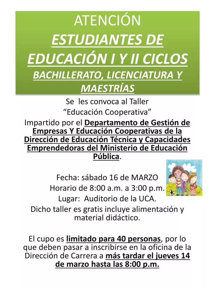 atenci n estudiantes de educaci n i y ii ciclos bachillerato licenciatura y maestr as