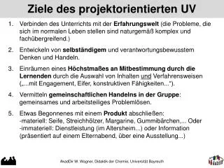 ziele des projektorientierten uv
