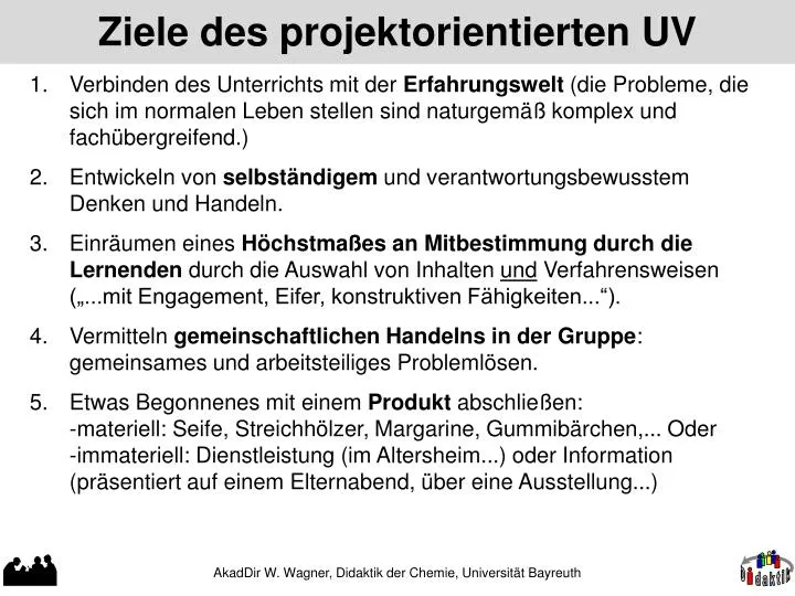 ziele des projektorientierten uv