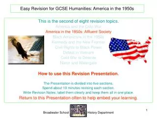Easy Revision for GCSE Humanities: America in the 1950s