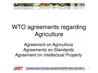 WTO agreements regarding Agriculture