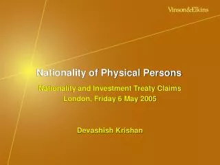 Nationality of Physical Persons