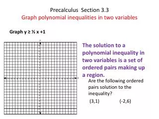 Precalculus Section 3.3 Graph polynomial inequalities in two variables