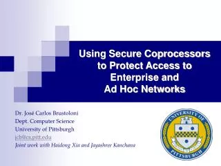 Using Secure Coprocessors to Protect Access to Enterprise and Ad Hoc Networks