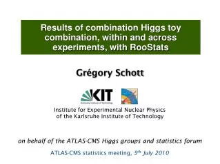 Results of combination Higgs toy combination, within and across experiments, with RooStats