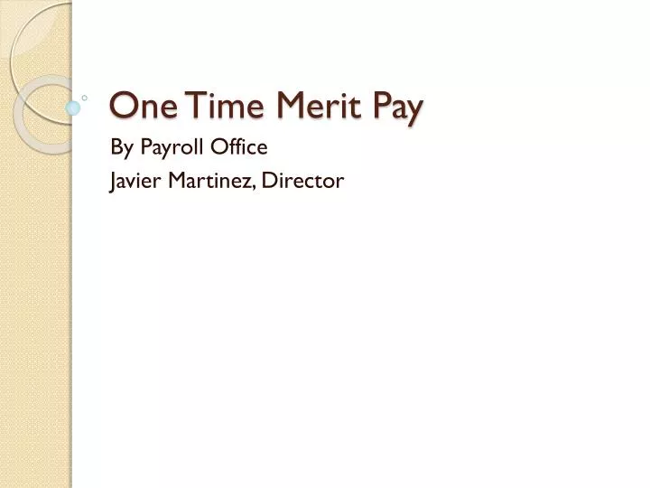 one time merit pay