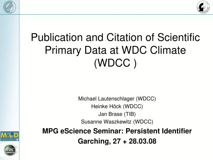 publication and citation of scientific primary data at wdc climate wdcc