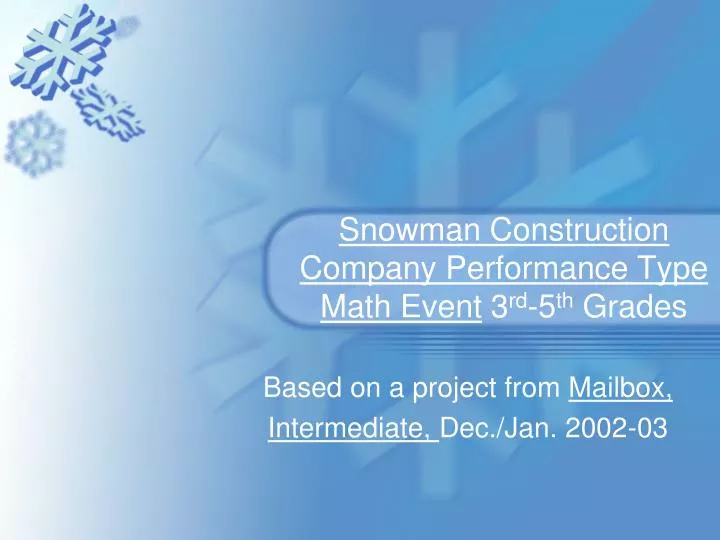 snowman construction company performance type math event 3 rd 5 th grades