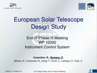 European Solar Telescope Design Study