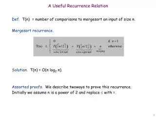 A Useful Recurrence Relation