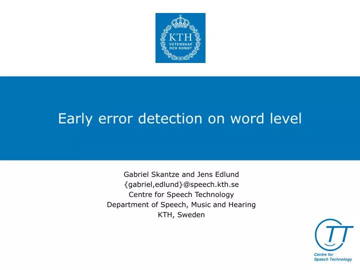 early error detection on word level