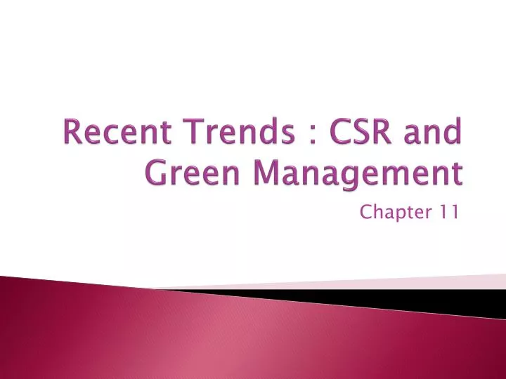 recent trends csr and green management