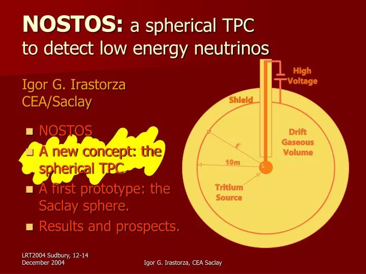nostos a spherical tpc to detect low energy neutrinos igor g irastorza cea saclay