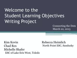 welcome to the student learning objectives writing project