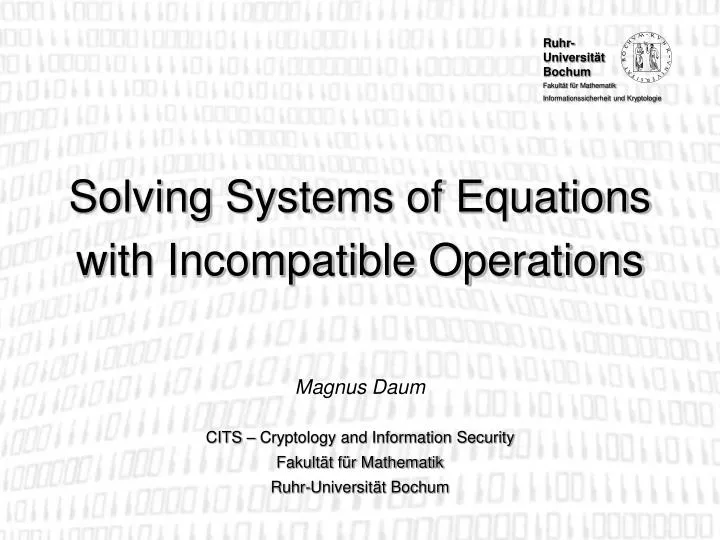 solving systems of equations with incompatible operations