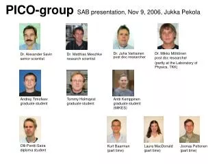 PICO-group SAB presentation, Nov 9, 2006, Jukka Pekola