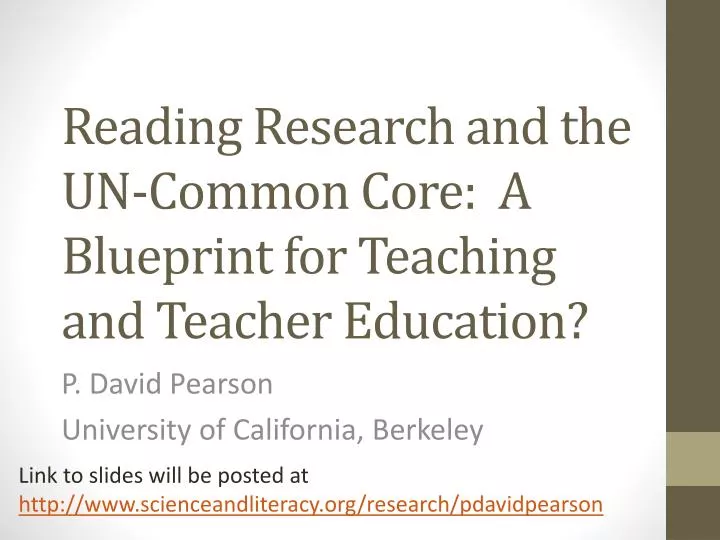 reading research and the un common core a blueprint for teaching and teacher education
