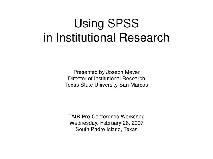 using spss in institutional research