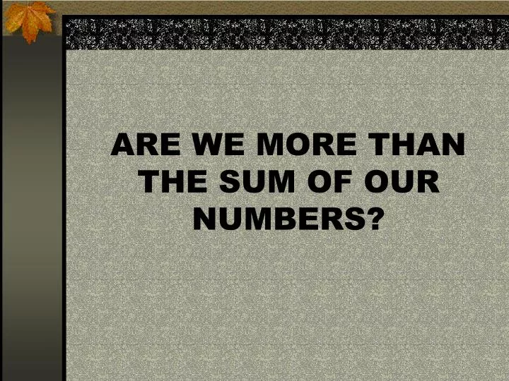 are we more than the sum of our numbers