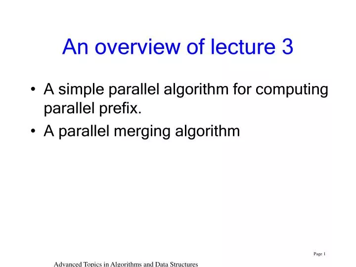 an overview of lecture 3