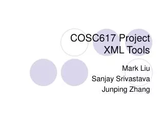 COSC617 Project XML Tools