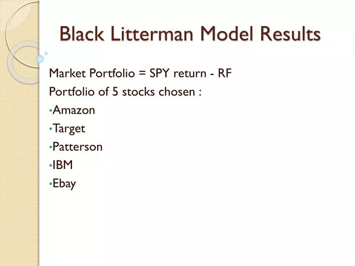 black litterman model results