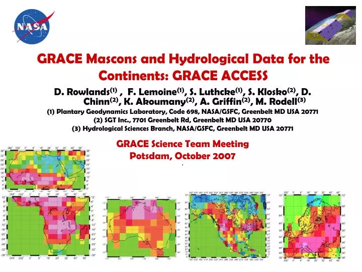 grace mascons and hydrological data for the continents grace access
