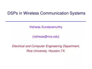 DSPs in Wireless Communication Systems