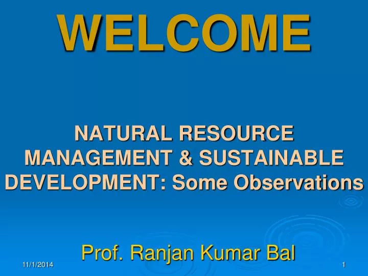 welcome natural resource management sustainable development some observations